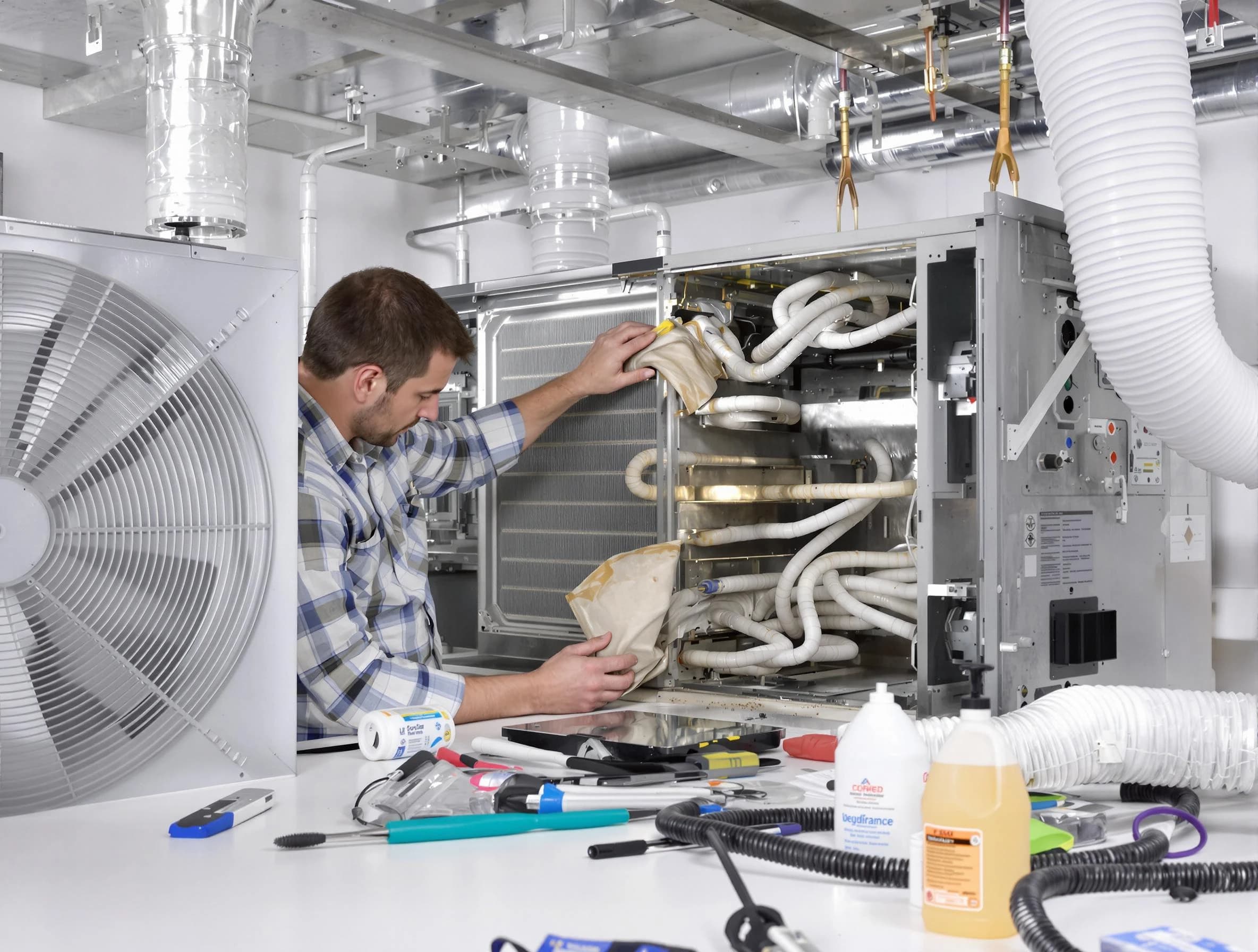 Forest Hills Air Duct Cleaning specialist performing precision AC coil cleaning in Forest Hills