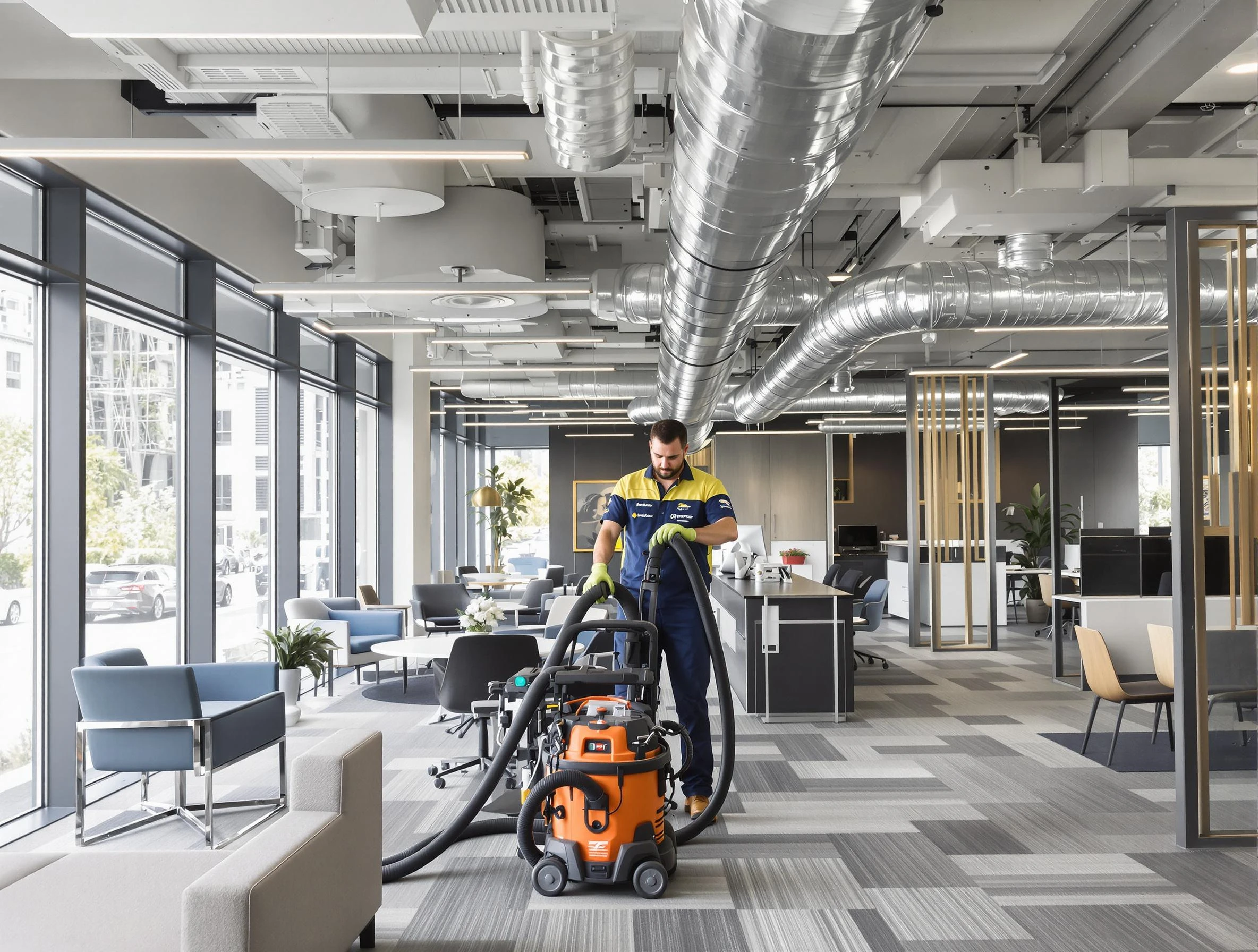 Forest Hills Air Duct Cleaning team performing thorough commercial duct cleaning at a Forest Hills business center